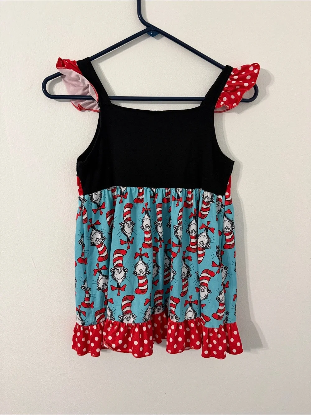 Dr Seuss Cat in the Hat Girls 3XL Ruffle Tunic Dress